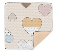 Tappetino da gioco pieghevole per bambini, con motivo a cuore, colore marrone, 1 pezzo, imbottito, 127 x 127 cm