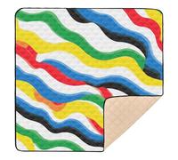 Tappetino da gioco pieghevole per bambini, con motivo a onde arcobaleno classico, comodo, per attività di intrattenimento, 127 x 127 cm