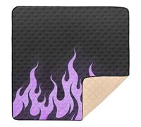 Tappetino da gioco pieghevole per bambini con motivo viola e nero con fiamme, per interni ed esterni, comodo tappetino per gattonare per neonati e neonati, 127 x 127 cm