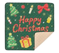 Tappetino da gioco pieghevole per bambini, con scritta in inglese "Merry Christmas", colore verde, comodo, da viaggio, per bambini, 127 x 127 cm