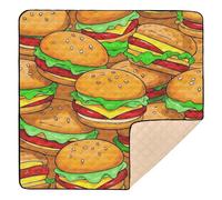 Tappetino da gioco pieghevole per bambini con stampa di hamburger, per interni ed esterni, lavabile, per neonati e bambini, 127 x 127 cm