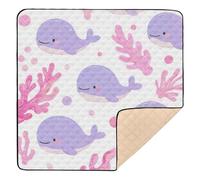 Tappetino da gioco pieghevole per bambini, motivo: balena viola, morbido, spesso, in un unico pezzo, pieghevole, per attività e intrattenimento, 127 x 127 cm