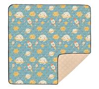 Tappetino da gioco semplice a tema spaziale, grande e robusto, per attività del bambino, resistente all'acqua, tappetino per attività per bambini, 127 x 127 cm