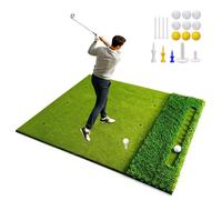 Tappetino da golf 150 x 120 cm, con 40 mm Rough & 16 mm Fairway Turf, imbottitura Eva da 10 mm, doppia area di tè e chipping, con 9 palline e tè, extra spessore