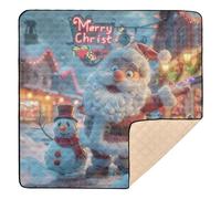 Tappetino da palestra e attività per bambini con Babbo Natale e pupazzo di neve in una strada innevata, morbido, imbottito, per interni ed esterni, impermeabile, per la sala giochi, per bambini, 127 x
