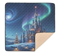 Tappetino da palestra e attività per bambini con castello di Natale sotto il cielo stellato, morbido, imbottito, per interni ed esterni, accogliente, traspirante, per la pancia, per neonati e bambini