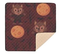 Tappetino da palestra e attività per bambini con motivo Halloween e luna di sangue, grande, robusto, per interni ed esterni, lavabile, per bambini, 127 x 127 cm