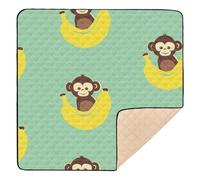 Tappetino da palestra e attività per bambini con scimmie carine animali retrò, grande, elegante, per interni ed esterni, accogliente, traspirante, per bambini, 127 x 127 cm