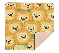 Tappetino da palestra e attività per bambini in morbida schiuma con leone in cartone animato, per interni ed esterni, impermeabile, per giocare sulla pancia, 127 x 127 cm
