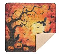 Tappetino da palestra e attività per il pavimento, atossico per la pancia, per bambini, motivo: incubo di Halloween, zucche, fantasmi, grande, elegante, per bambini, 127 x 127 cm