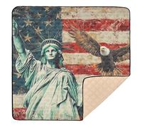 Tappetino da palestra e attività per il pavimento, motivo bandiera americana Lady Liberty_4, per bambini, 127 x 127 cm