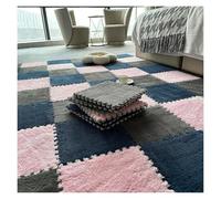 Tappetino da pavimento in schiuma soffice, tappetini puzzle da 10 pezzi come tappeti, tappetino puzzle in schiuma, piastre di moquette a incastro peluche con bordo, 40,5 x 40,5 cm (grigio blu navy