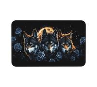 Tappetino da pavimento per interni ed esterni Wolf and The Rose, decorazioni divertenti per gli amanti degli animali, antiscivolo, facile da pulire, zerbino lavabile, per soggiorno, cucina, garage, st