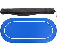 tappetino da poker, Disposizione del tavolo da poker, tappetino da tavolo ovale portatile con borsa for il trasporto(Blue)