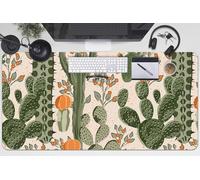 Tappetino da Scrivania 100x50 cm Superficie Protettiva per Ufficio e Casa in Vinile PVC Facile da Pulire Impermeabile Antiscivolo Protezione e Decorazione - Cactus arancione