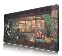 Tappetino da scrivania anime giapponese Kawaii gatto carino tappetino da scrivania piante verdi grande tappetino per mouse da gioco XXL tappetino per mouse esteso grande tappetino per mouse carino