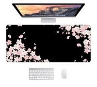 Tappetino da scrivania antiscivolo, grande tappetino per mouse da gioco, superficie liscia, tappetino per mouse grande, tappetino per mouse XXL, 90 x 40 cm (nero Sakura)