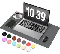 Tappetino da Scrivania Antiscivolo in Pelle e Camoscio, Tappetino da Scrivania Impermeabile per Scrivere, Tappetino da Scrivania di Grandi Dimensioni per L'ufficio e la Casa (Grigio Scuro, 60x34cm)