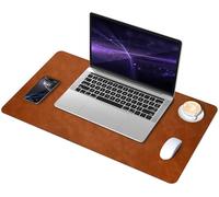 Tappetino da Scrivania Antiscivolo in Pelle e Camoscio, Tappetino da Scrivania Impermeabile per Scrivere, Tappetino da Scrivania di Grandi Dimensioni per L'ufficio e la Casa (Marrone Chiaro, 60x34cm)