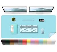 Tappetino da Scrivania Antiscivolo - Tappetino da Scrivania in Pelle Su entrambi i Lati con Pelle Scamosciata, Tappeto Scrivania Grande Impermeabile, Sottomano Scrivania per Dipingere (Blu, 120x60cm)