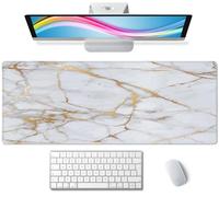Tappetino da scrivania bianco dorato con texture marmo grande tappetino per mouse per computer portatile PC Setup Desk Cover Protector Desk Decor per ufficio casa lavoro gaming 80 x 30 cm bordo cucito