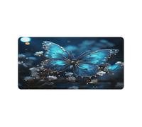 Tappetino da scrivania blu con farfalla e luna con base in gomma antiscivolo impermeabile grande tappetino per mouse da gioco esteso 81 x 30 cm tappetino per mouse tappetino da scrivania per scrivania