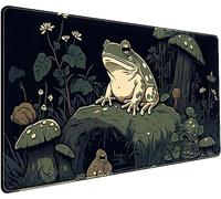 Tappetino da scrivania carino con rana a fungo Kawaii, tappetino per mouse da gioco anime, tappetino per mouse verde scuro foresta grande, tappetino per tastiera e mouse, tappetino da scrivania 80 x