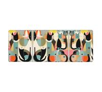 Tappetino da scrivania con gatto arte moderna Mid-Century, extra large, 31,8 x 31,5, tappetino per mouse da gioco antiscivolo con bordo cucito, tappetino impermeabile per tastiera per ufficio