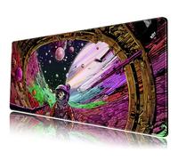 Tappetino da scrivania con motivo spazio/astronave e scheletro, tappetino per mouse e tastiera da gaming, a tema anime, colori vivaci, stile futuristico, 80 x 28 cm