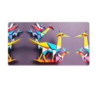 Tappetino da scrivania con origami multicolore con gru in carta 1print, ideale per mouse di grandi dimensioni, tappetino per mouse orizzontale in gomma oversize 40,6 x 74,9 cm, ufficio