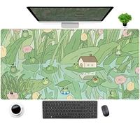 Tappetino da scrivania con piante giapponesi verdi carine anime cartone animato rana tappetino per mouse Kawaii tappetino da scrivania XXL grande tappetino per mouse esteso da gioco estetica tastiera