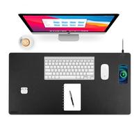Tappetino da scrivania con ricarica wireless, tappetino per mouse grande, impermeabile, in pelle, antiscivolo, per tastiera e mouse (colore: nero, 81 x 40 cm)