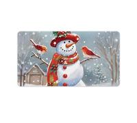 Tappetino da scrivania con scritta "Merry Christmas" con pupazzo di neve e uccellini, protezione impermeabile per tastiera, tappetino per mouse esteso, tappetino da scrivania per ufficio, con base