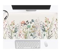 Tappetino da scrivania floreale beige Boho, grande, estensibile, per mouse XXL, grazioso e minimalista, con fiori, per tastiera, estetica, tappet
