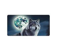 Tappetino da scrivania impermeabile tappetino per mouse 61 x 30 cm grande base in gomma antiscivolo superficie liscia per gioco ufficio pieghevole portatile lupo sotto la luna protezione da scrivania