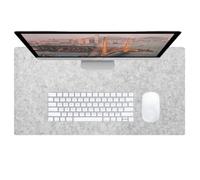 Tappetino da scrivania in feltro, grande tappetino per tastiera e mouse, antiscivolo, resistente ai graffi, per casa, ufficio, computer, laptop, lavoro e giochi (grigio chiaro, 120 x 60 cm)