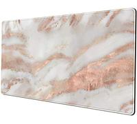 Tappetino da scrivania in marmo oro rosa, grazioso tappetino per mouse decorativo da scrivania, astrazione metallizzata, di lusso, grande (80 x 40 cm), tappetino per tastiera da donna, tappetino da