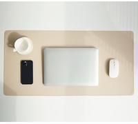 Tappetino da scrivania in vera pelle, Grande tappetino per tastiera da ufficio, Mousemat da gaming, Deskpad per protezione e decorazione di casa e ufficio(OffWhite,90x45cm)