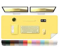 Tappetino da Scrivania - Tappetino da Scrivania in Pelle Su entrambi i Lati con Pelle Scamosciata, Tappeto Scrivania Grande Impermeabile, Sottomano Scrivania per Dipingere (Giallo, 120x60cm)