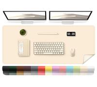 Tappetino da Scrivania - Tappetino da Scrivania in Pelle Su entrambi i Lati con Pelle Scamosciata, Tappeto Scrivania Grande Impermeabile, Sottomano Scrivania per Dipingere (Beige, 120x43cm)