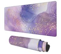 Tappetino da scrivania Tappetino per mouse da gioco esteso in marmo liquido viola rosa e lavanda Tappetino per mouse grande da 35,4 x 15,7 pollic