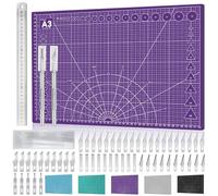 Tappetino da Taglio A3 Autorigenerante Tappetini per Taglio Viola Cutting Mat Con Accessori Cutter di Precisione Penna da Taglio Antiscivolo e Durevole Tappeto da Taglio Per Artigianale Craft, etc.