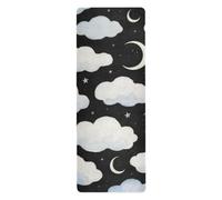 Tappetino da viaggio per yoga con nuvole bianche e nere per palestra di casa, antiscivolo, asciugamano caldo da yoga con borsa per il trasporto tapete para ejercicio 180,3 x 66 cm