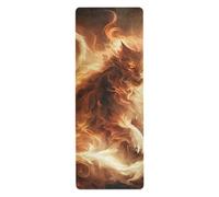 Tappetino da yoga a forma di gatto Giclée Glow Flame Style con borsa per il trasporto per pilates stampato, antiscivolo, tappetino da yoga caldo asciugamano antiscivolo con borsa per il trasporto