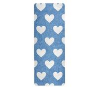 Tappetino da yoga blu e bianco a forma di cuore sfuso per la palestra di casa stampato, antiscivolo, asciugamano da yoga antiscivolo con borsa per il trasporto tapete para ejercicio 180,3 x 66 cm