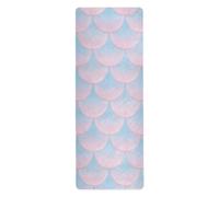Tappetino da yoga da viaggio con motivo a squame da sogno blu e rosa, per palestra di casa, antiscivolo, antiscivolo, tappetino da yoga con borsa per il trasporto di tapete para ejercicio 180,3 x 66