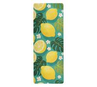 Tappetino da yoga pieghevole giallo limone per viaggio per la casa stampato, antiscivolo, asciugamano per tappetino da yoga con borsa per il trasporto tapete para ejercicio 180,3 x 66 cm