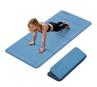 Tappetino da yoga pieghevole, spesso 10 mm, extra large, in TPE, antiscivolo, per fitness, facile da trasportare, per allenamento a casa, viaggi, pilates (190 x 101,6 cm, 2/12,7 cm) (blu)