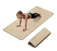 Tappetino da yoga pieghevole spesso 10 mm WUWAN extra large, materiale TPE, antiscivolo, facile da trasportare, per allenamento a casa, viaggi, pilates (190 x 101,6 cm, 2/12,7 cm) (beige)