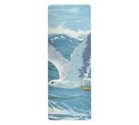 Tappetino da yoga portatile con gabbiano che vola sopra l'oceano per allenamenti a pavimento stampato, antiscivolo, tappetino da yoga antiscivolo con borsa per il trasporto tapete para ejercicio 180,3